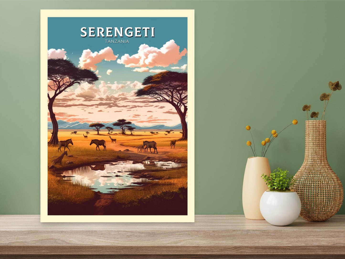 Serengeti Travel Print | Serengeti Illustration | Serengeti Wall Art | Africa Print | Tanzania Home Décor | Serengeti Travel Poster | ID 364