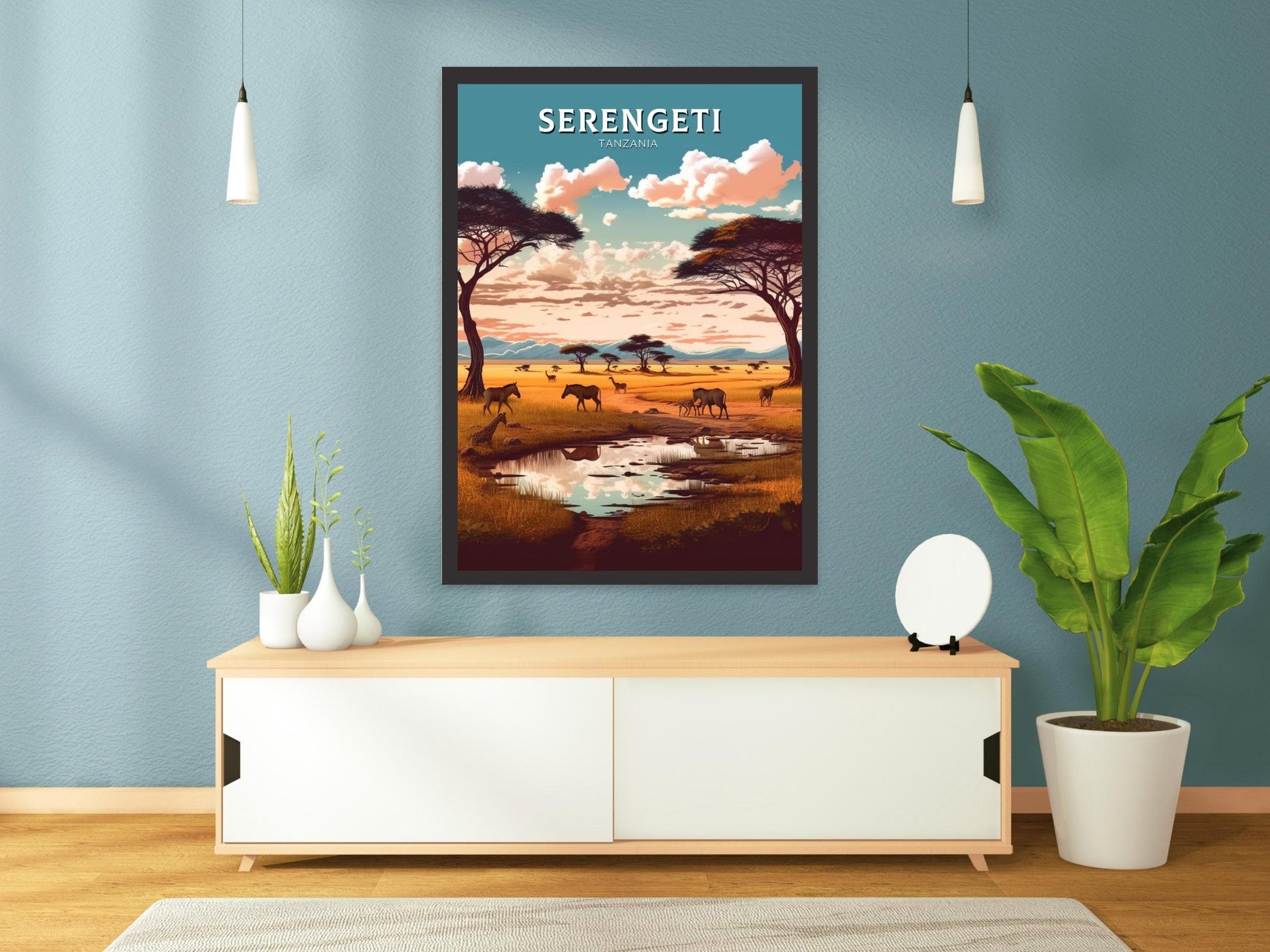 Serengeti Travel Print | Serengeti Illustration | Serengeti Wall Art | Africa Print | Tanzania Home Décor | Serengeti Travel Poster | ID 364