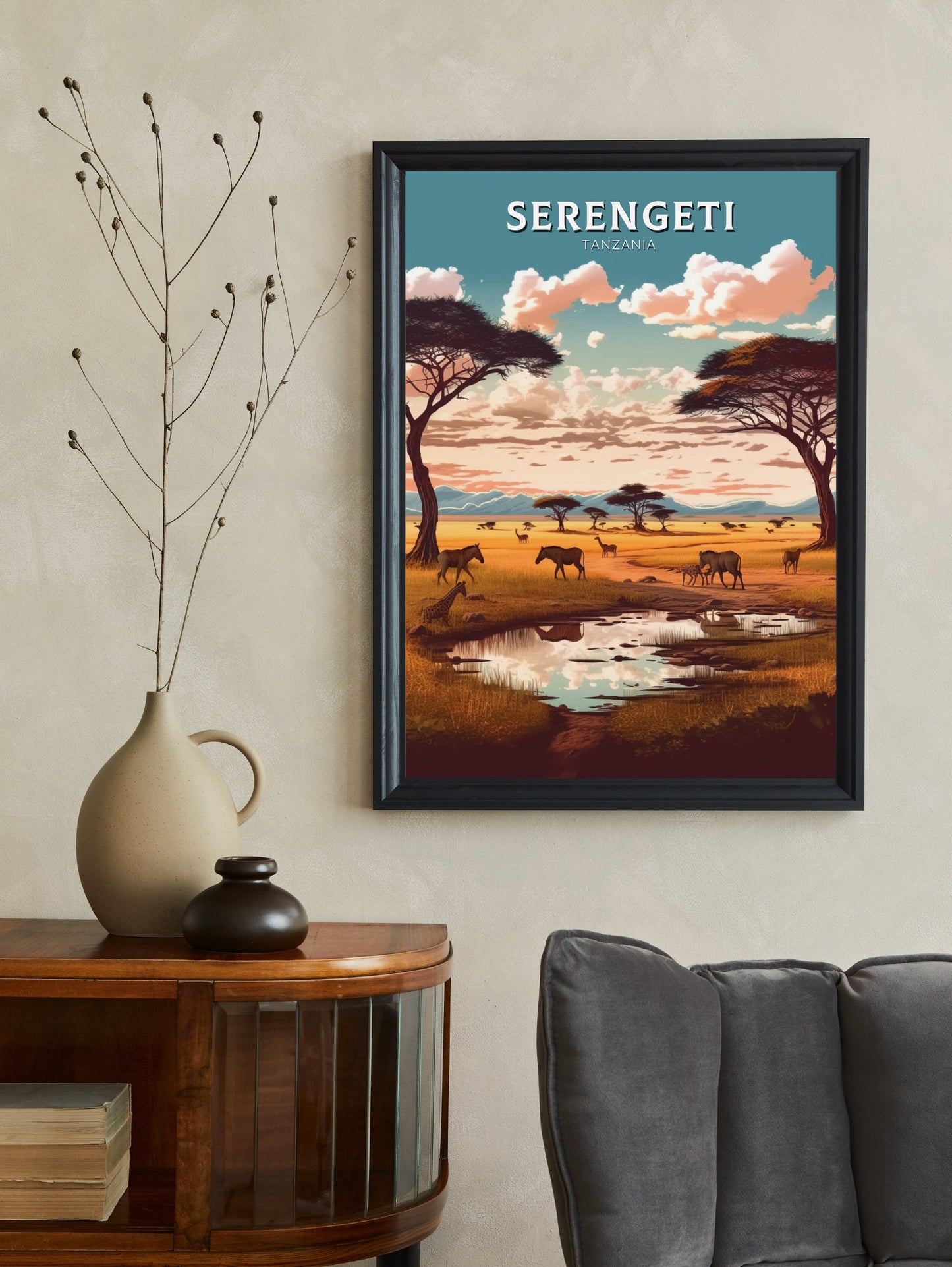 Serengeti Travel Print | Serengeti Illustration | Serengeti Wall Art | Africa Print | Tanzania Home Décor | Serengeti Travel Poster | ID 364