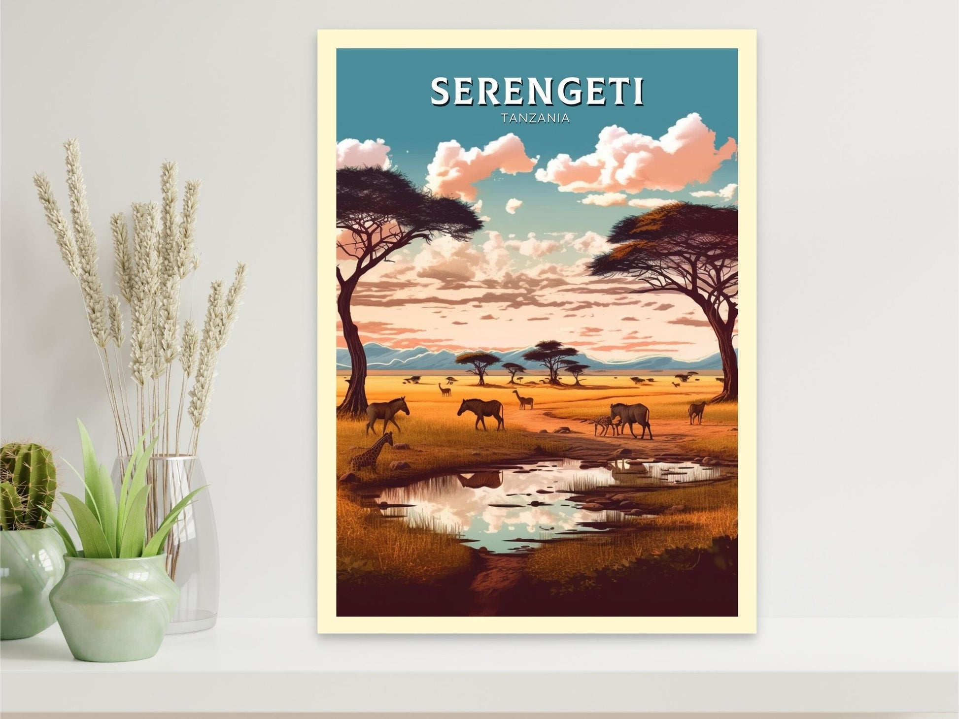 Serengeti Travel Print | Serengeti Illustration | Serengeti Wall Art | Africa Print | Tanzania Home Décor | Serengeti Travel Poster | ID 364