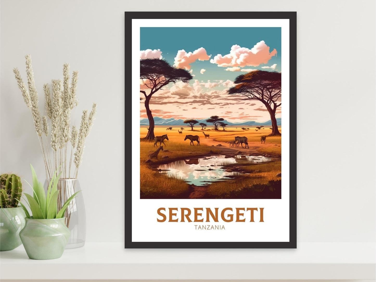 Serengeti Travel Poster | Serengeti Travel Print | Serengeti Illustration | Serengeti Wall Art | Africa Print | Tanzania Home Décor | ID 365