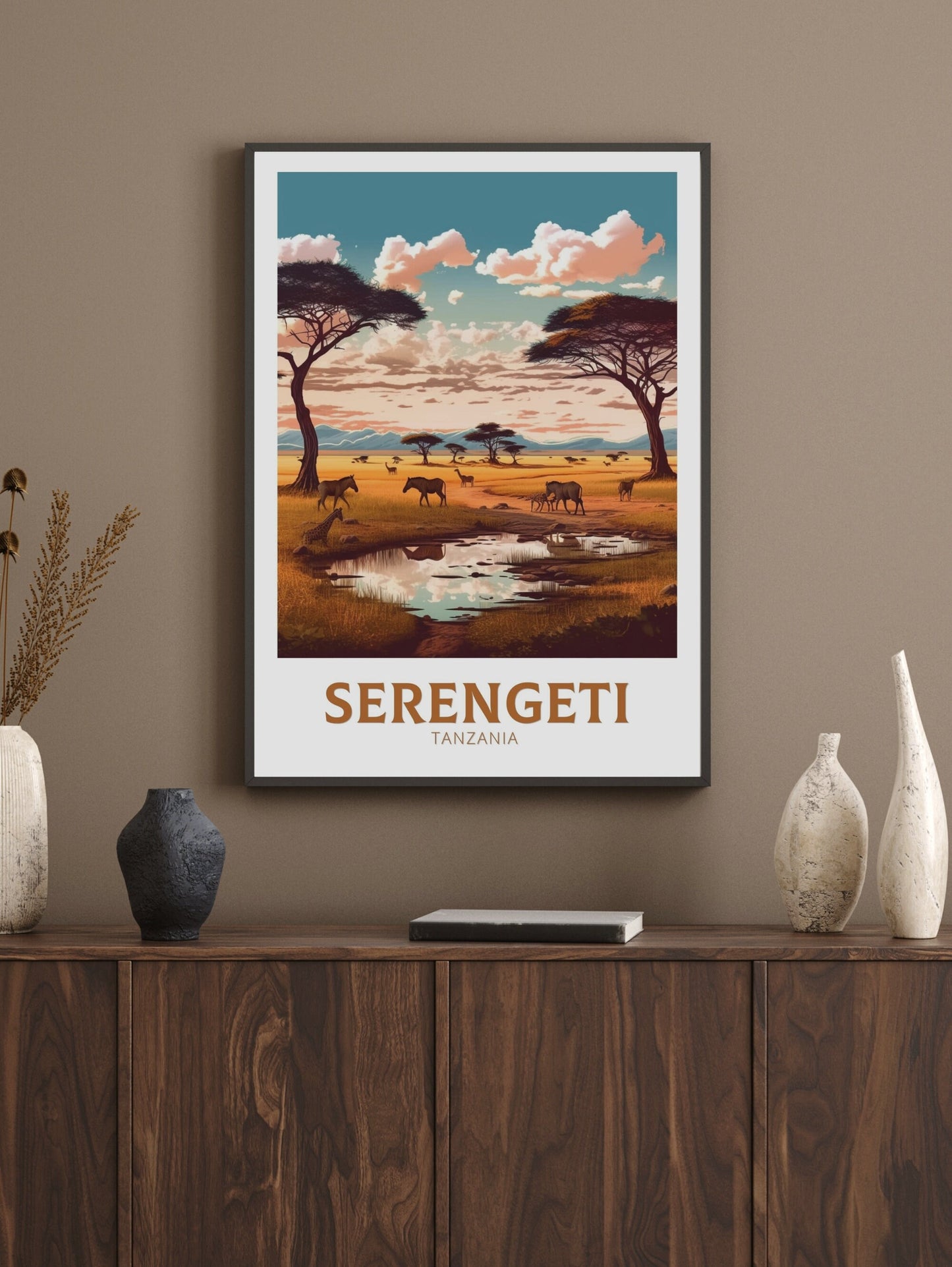 Serengeti Travel Poster | Serengeti Travel Print | Serengeti Illustration | Serengeti Wall Art | Africa Print | Tanzania Home Décor | ID 365