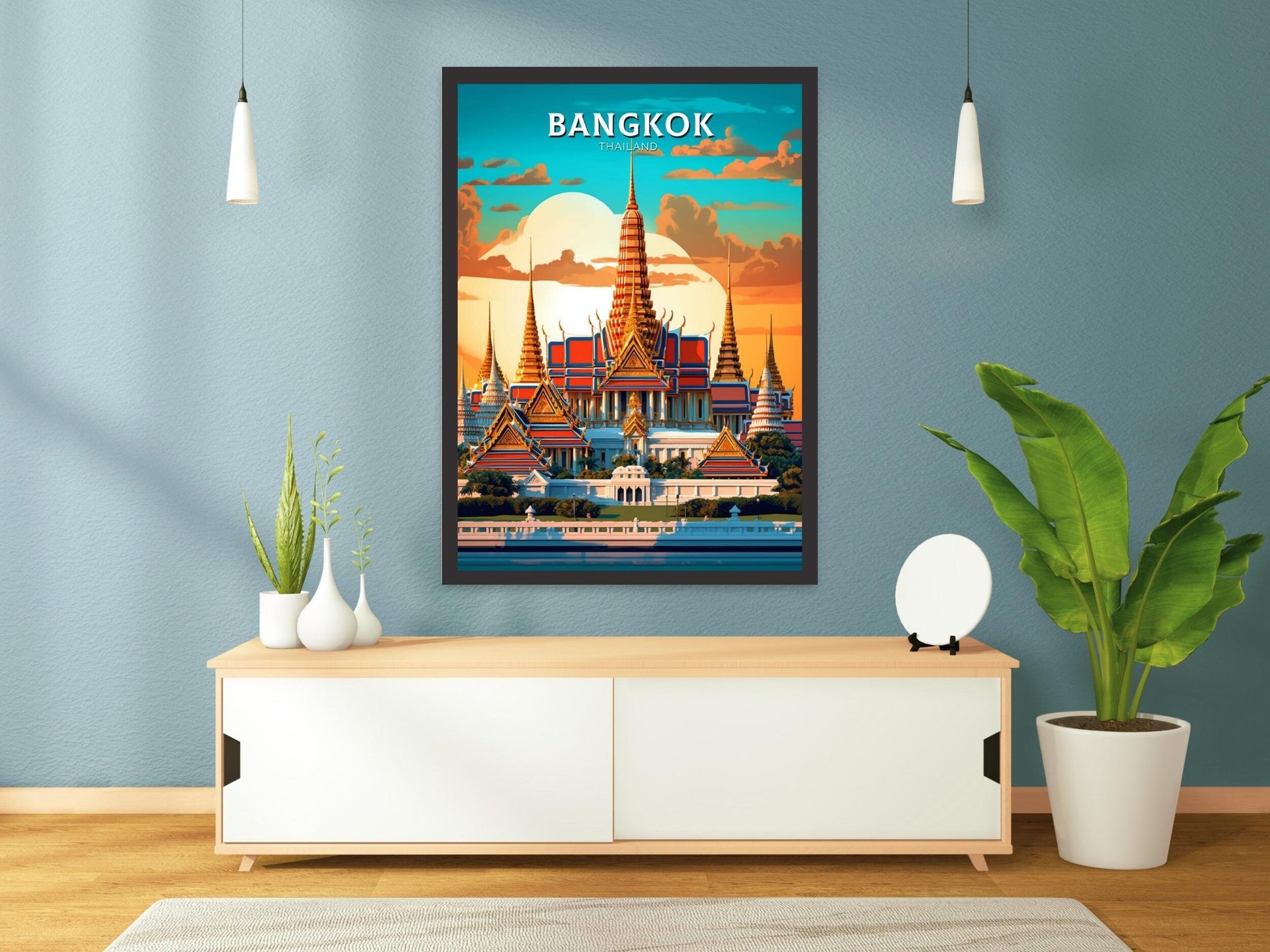 Bangkok Travel Poster | Bangkok Print | Thailand Travel Gift | Bangkok Grand Palace Poster | The Grand Palace | Housewarming Gift ID 368