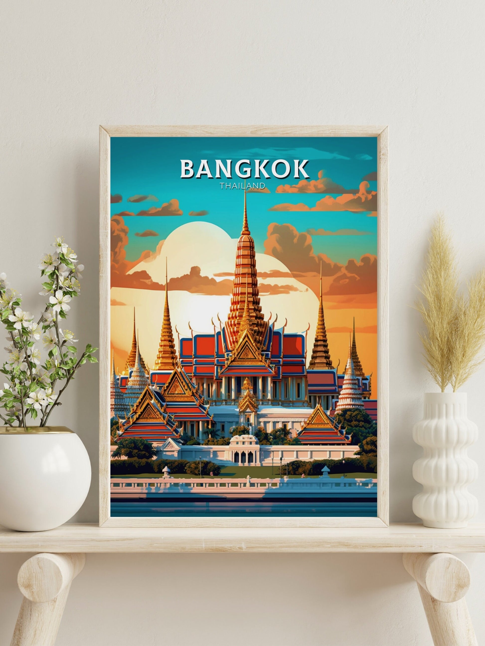 Bangkok Travel Poster | Bangkok Print | Thailand Travel Gift | Bangkok Grand Palace Poster | The Grand Palace | Housewarming Gift ID 368