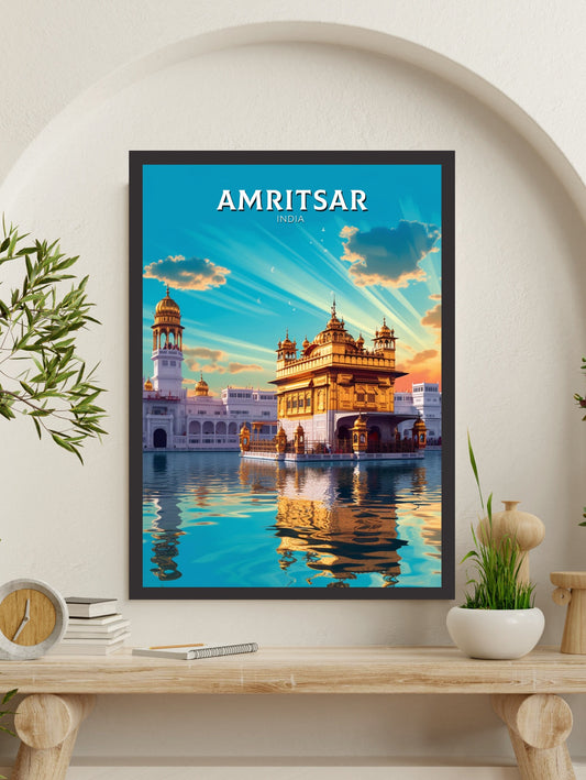 Amritsar Travel Print | Amritsar Illustration | Amritsar Wall Art | India Print | Amritsar Print| Amritsar India Painting | ID 370