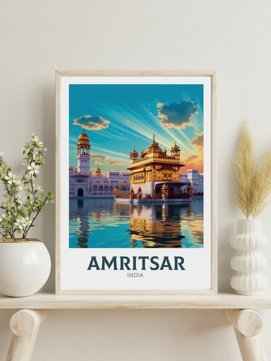 Amritsar Travel Poster | Amritsar Travel Print | Amritsar Illustration | Amritsar Wall Art | India Print | Amritsar India Painting | ID 371
