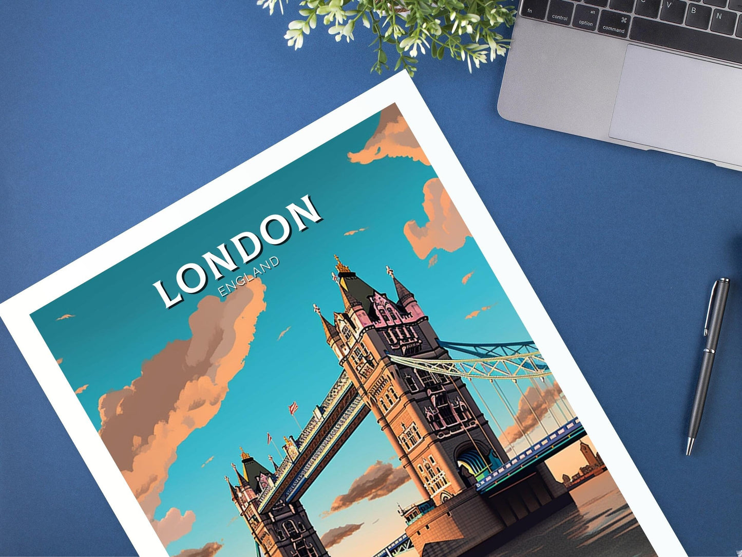 London Tower Bridge Print | London Travel Print | London Illustration | London Wall Art |London Travel Poster | London Home Décor | ID 378