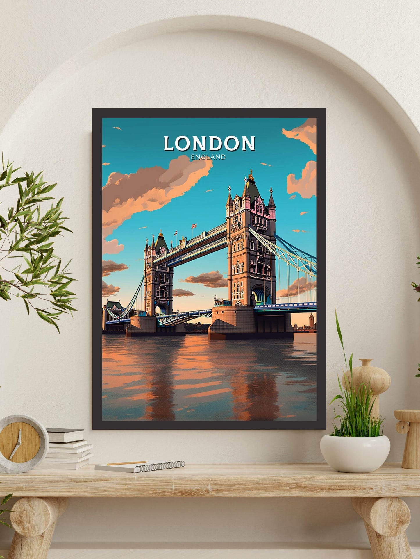 London Tower Bridge Print | London Travel Print | London Illustration | London Wall Art |London Travel Poster | London Home Décor | ID 378