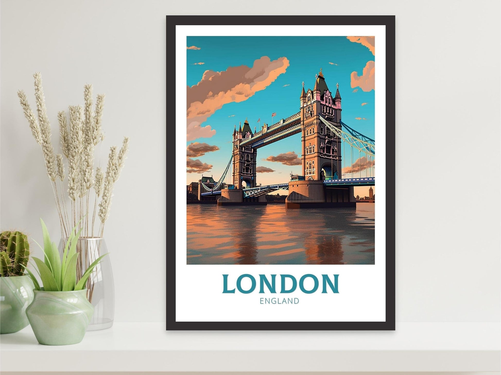 London Travel Poster | London Tower Bridge Print | London Travel Print | London Illustration | London Wall Art | London Home Décor | ID 379