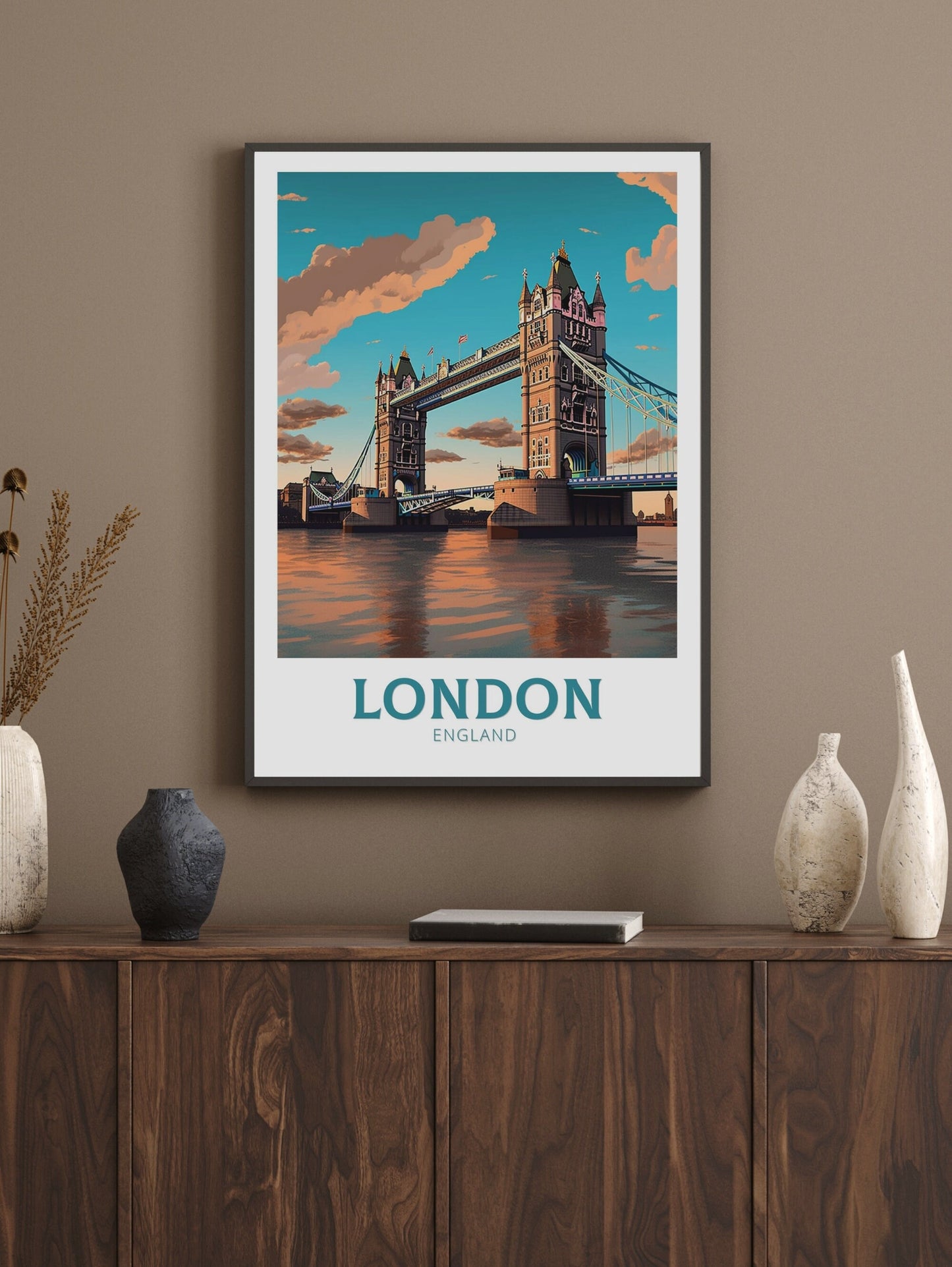 London Travel Poster | London Tower Bridge Print | London Travel Print | London Illustration | London Wall Art | London Home Décor | ID 379