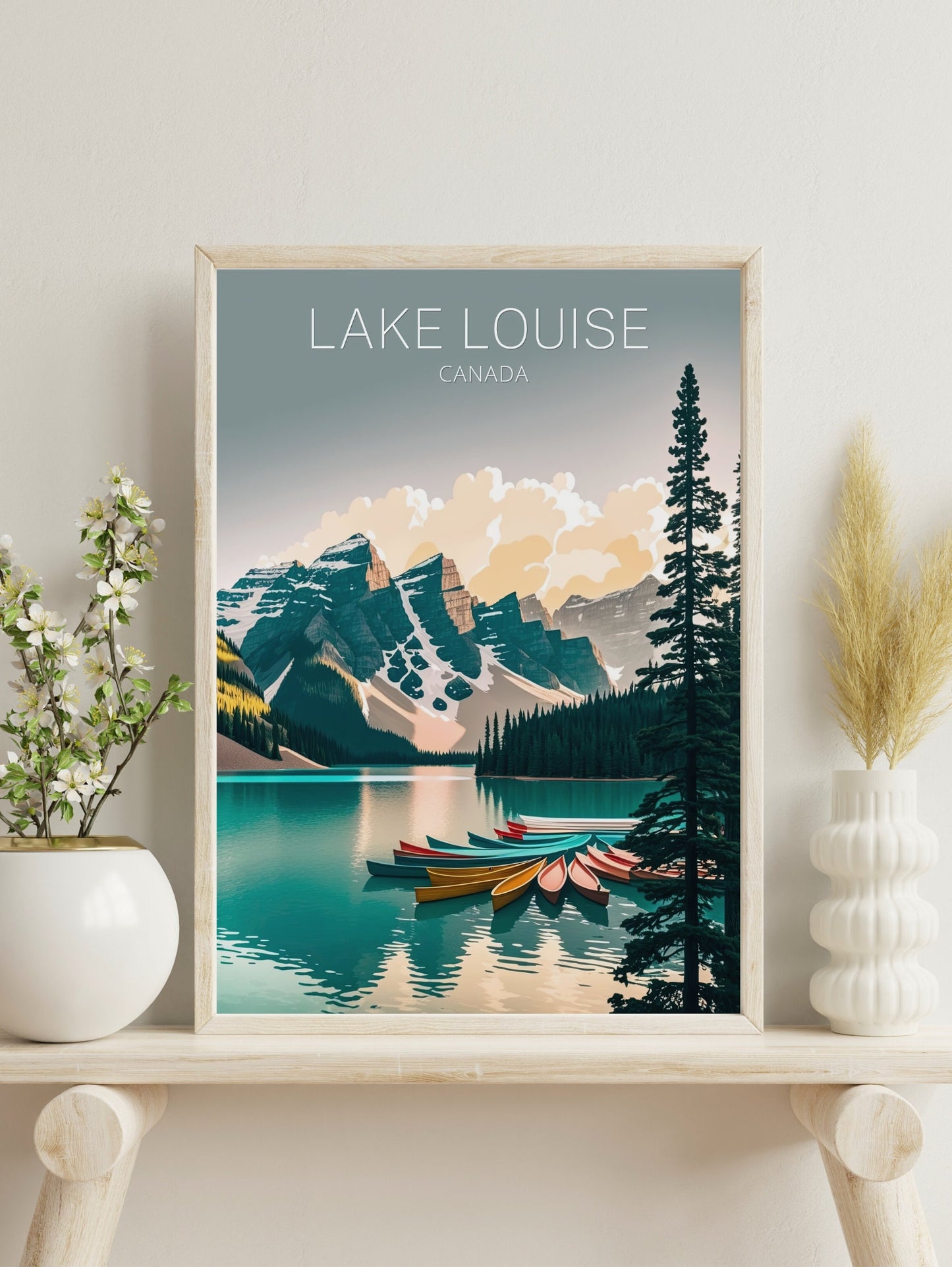 Lake Louise Poster | Lake Louise Illustration | Lake Louise Banff | Banff Wall Art | Minimalist Landscape | Canada Travel Print | ID 043