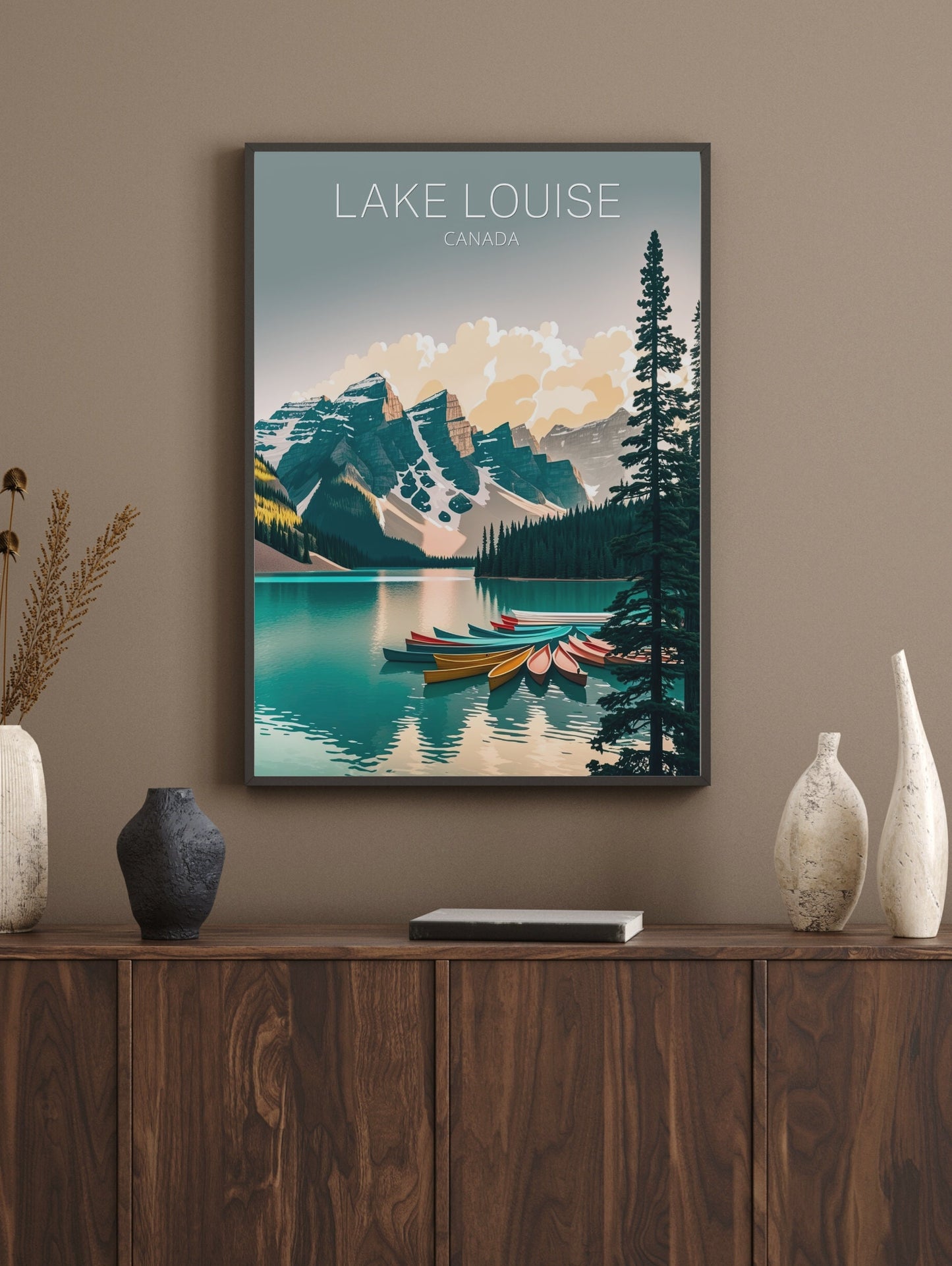 Lake Louise Poster | Lake Louise Illustration | Lake Louise Banff | Banff Wall Art | Minimalist Landscape | Canada Travel Print | ID 043