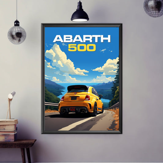 Abarth 500 Print, Car Print, Abarth 500 Poster, Car Poster, 2010s Car, Car Art, Modern Classic Car Print, Italian Car Print, Abarthisti