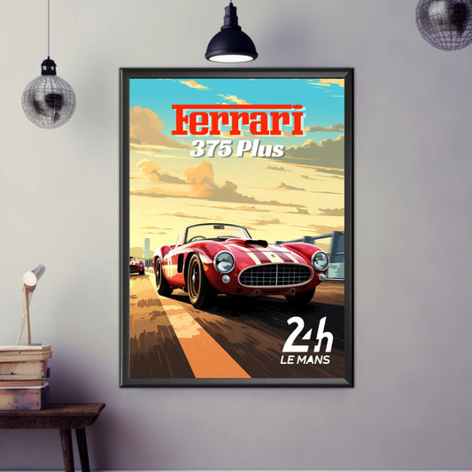 Ferrari 375 Plus Print, Ferrari 375 Plus Poster, Car Print, 1950s Car, Car Art, Classic car print,Race Car Print, Car Poster,24h of Le Mans