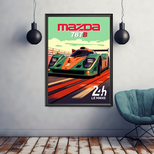 Mazda 787B Print, Mazda 787B Poster, Car Print, Car Art, Race Car Print, Car Poster, 24h of Le Mans, Classic Car Print, 1990s Car