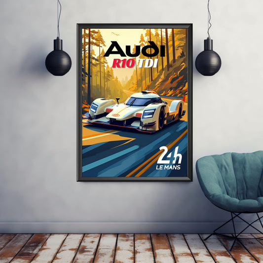 Audi R10 TDI Print, Audi R10 TDI Poster, Car Print, Car Art, Race Car Print, Car Poster, 24h of Le Mans, Classic Car Print, 2000s Car