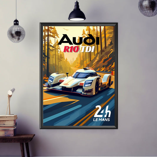 Audi R10 TDI Print, Audi R10 TDI Poster, Car Print, Car Art, Race Car Print, Car Poster, 24h of Le Mans, Classic Car Print, 2000s Car