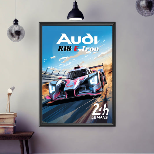Audi R18 E-Tron Print, Audi R18 E-Tron Poster, Car Print, Car Art, Race Car Print, Car Poster, 24h of Le Mans, Classic Car Print, 2010s Car