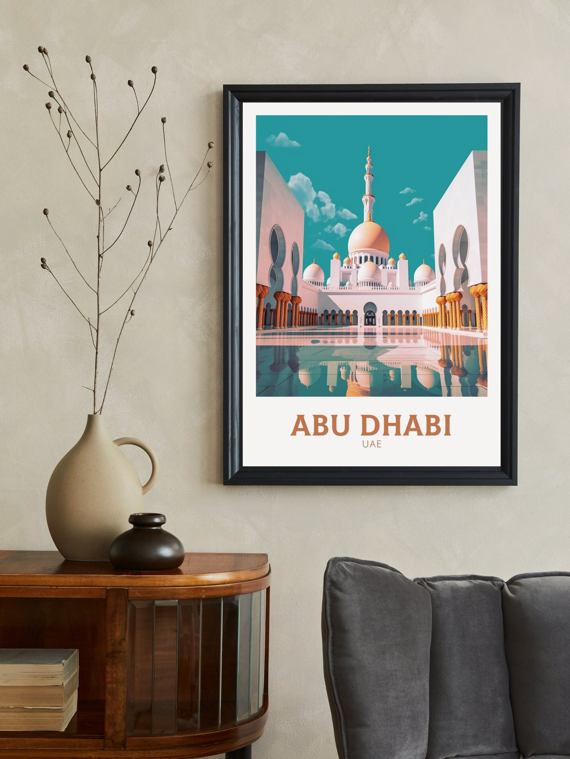 Abu Dhabi Travel Print | Abu Dhabi Poster | Abu Dhabi Illustration | Abu Dhabi Wall Art | Asia Print | UAE Wall Art | UAE Poster | ID 432