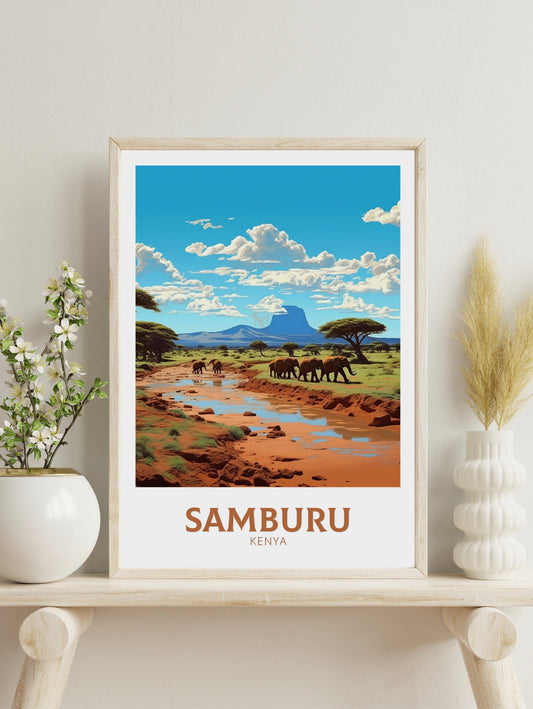 Samburu Travel Poster | Samburu Travel Print | Samburu Illustration | Samburu Wall Art | Africa Print | Kenya Home Décor | ID 433