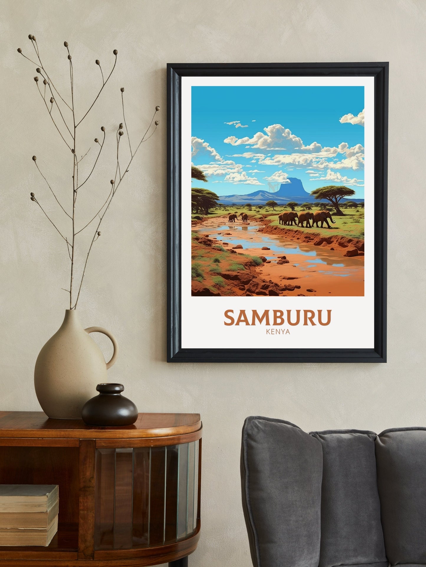 Samburu Travel Poster | Samburu Travel Print | Samburu Illustration | Samburu Wall Art | Africa Print | Kenya Home Décor | ID 433