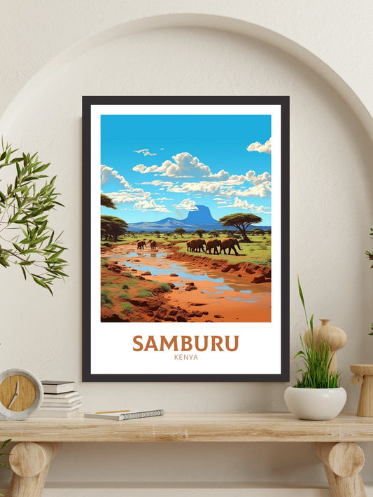 Samburu Travel Poster | Samburu Travel Print | Samburu Illustration | Samburu Wall Art | Africa Print | Kenya Home Décor | ID 433