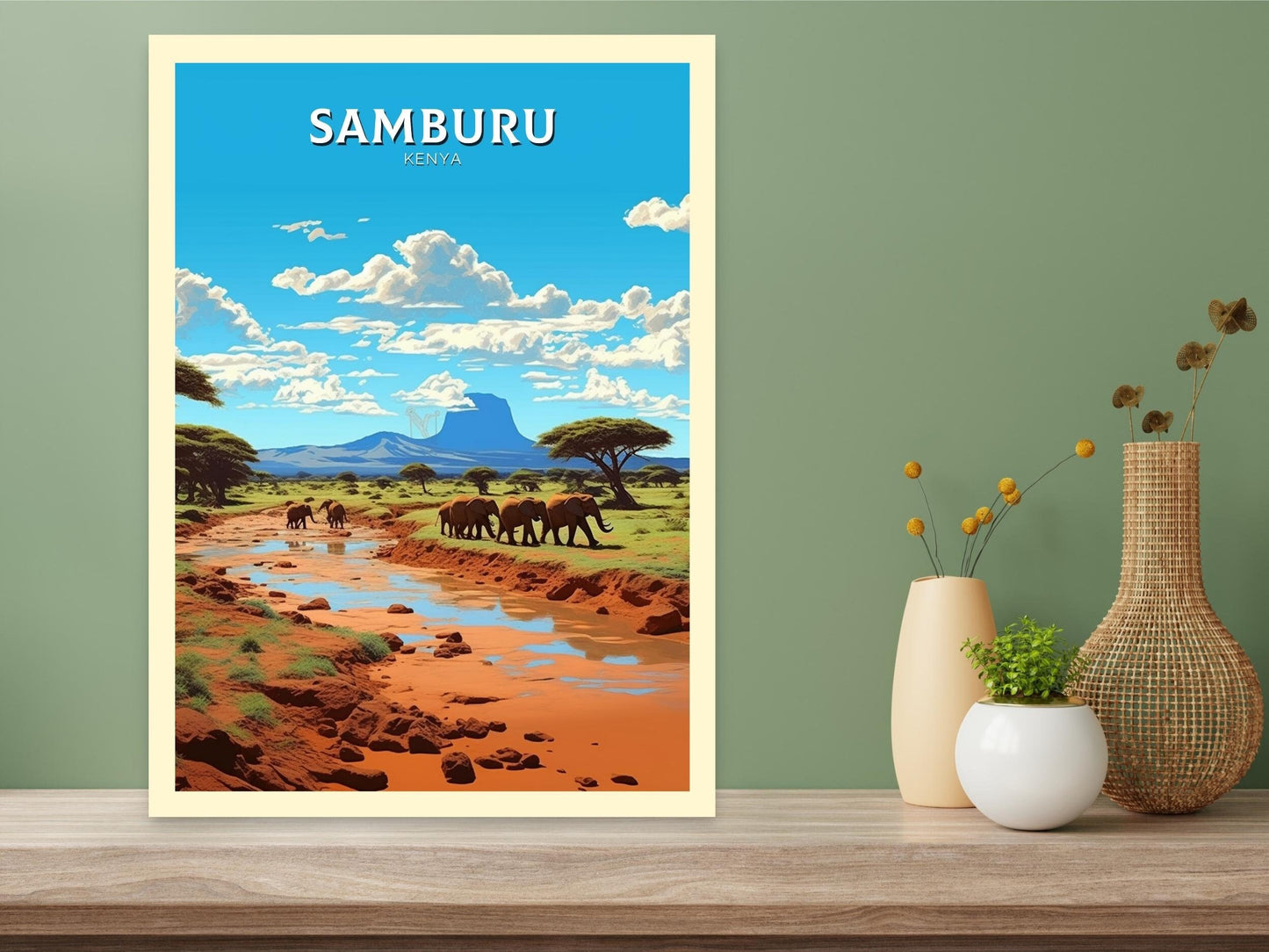 Samburu Travel Print | Samburu Travel Poster | Samburu Illustration | Samburu Wall Art | Africa Print | Kenya Home Décor | ID 434