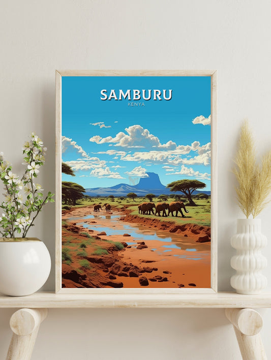 Samburu Travel Print | Samburu Travel Poster | Samburu Illustration | Samburu Wall Art | Africa Print | Kenya Home Décor | ID 434