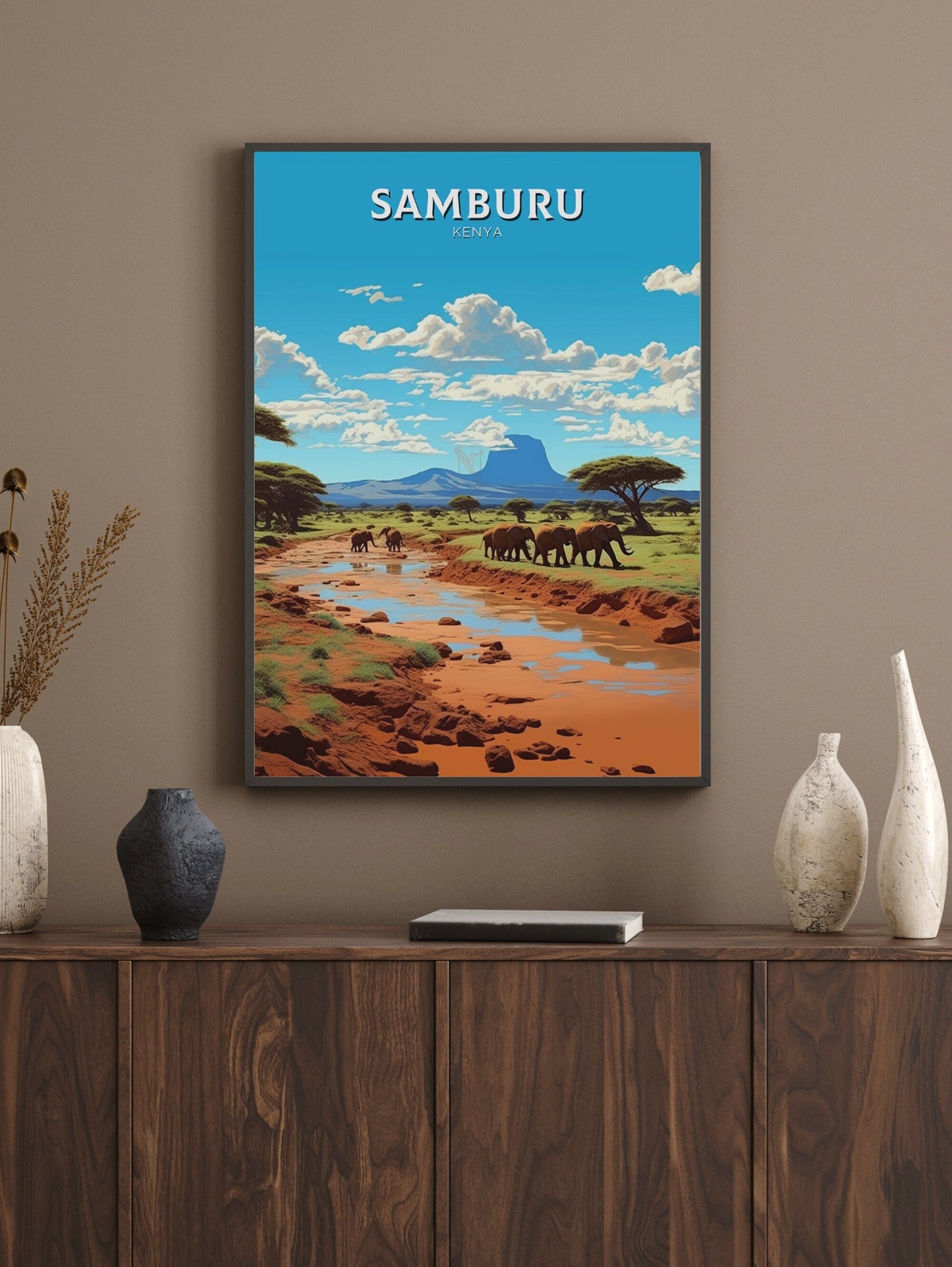 Samburu Travel Print | Samburu Travel Poster | Samburu Illustration | Samburu Wall Art | Africa Print | Kenya Home Décor | ID 434