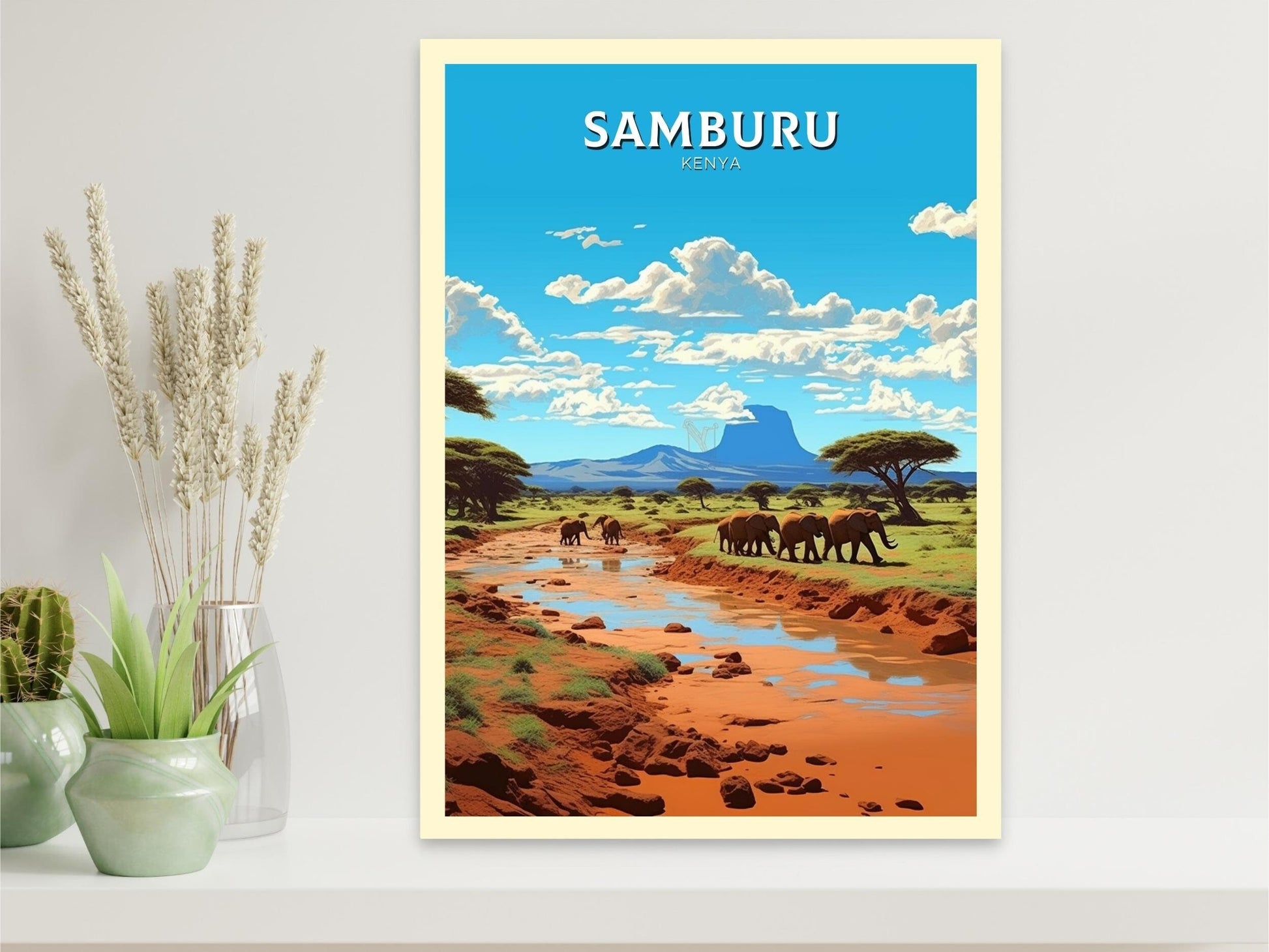 Samburu Travel Print | Samburu Travel Poster | Samburu Illustration | Samburu Wall Art | Africa Print | Kenya Home Décor | ID 434