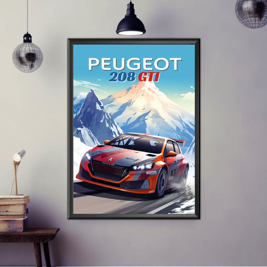 Peugeot 208 GTI Print, 2010s Car Print, Peugeot 208 GTI Poster, Car Print, Car Poster, Car Art, Modern Car Print, French Car,Rally Car Print