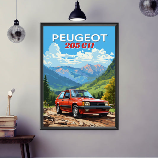 Peugeot 205 GTI Print, 1980s Car Print, Peugeot 205 GTI Poster, Vintage Car Print, Car Print, Car Poster, Car Art, Classic Car Print