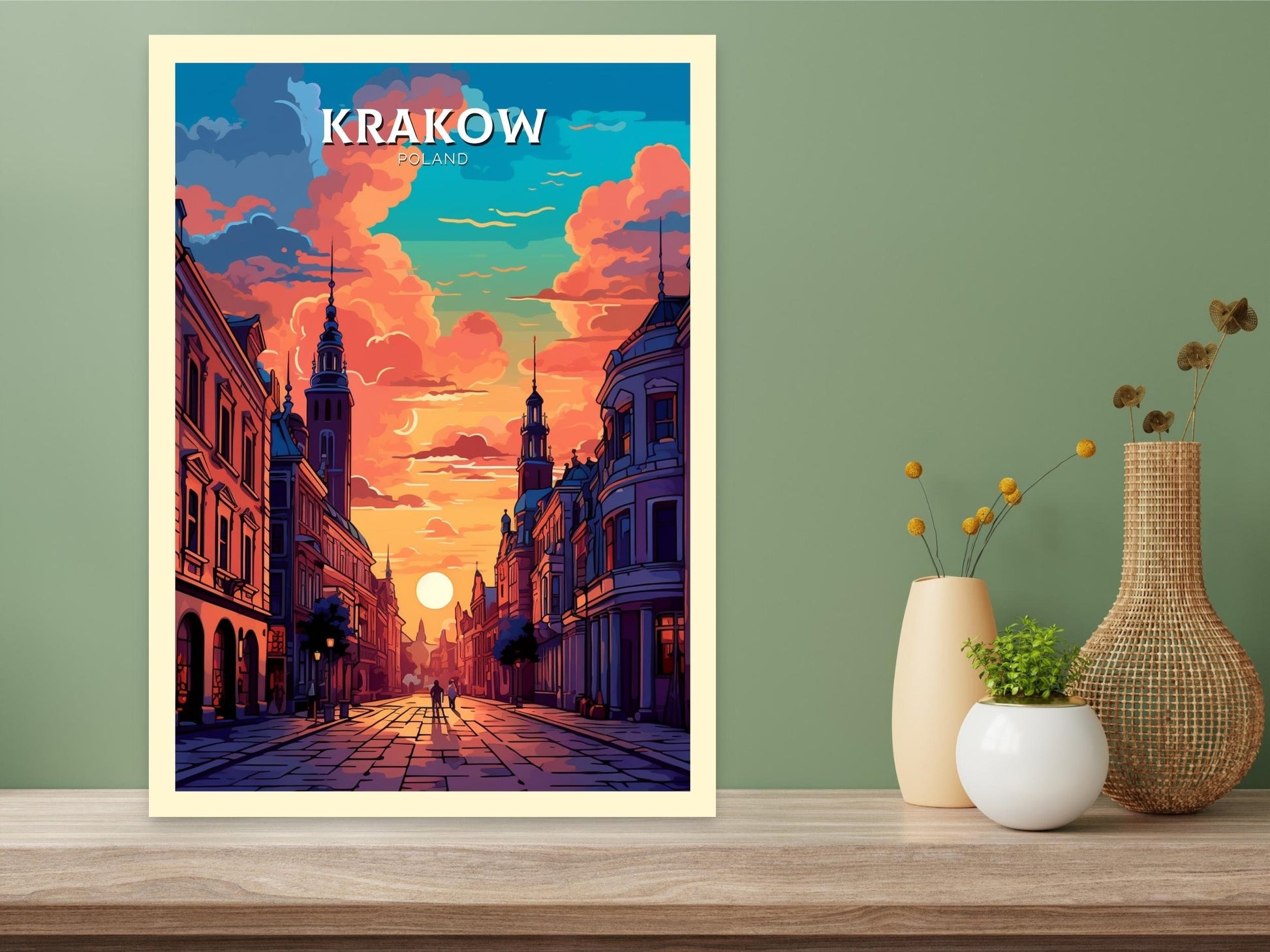 Krakow Poster | Krakow Travel Print | Krakow Illustration | Krakow Wall Art | Poland Print | Krakow Poland Painting | Krakow Design | ID 435