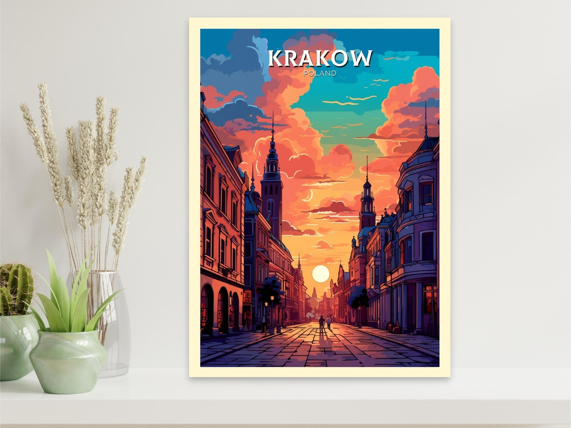 Krakow Poster | Krakow Travel Print | Krakow Illustration | Krakow Wall Art | Poland Print | Krakow Poland Painting | Krakow Design | ID 435