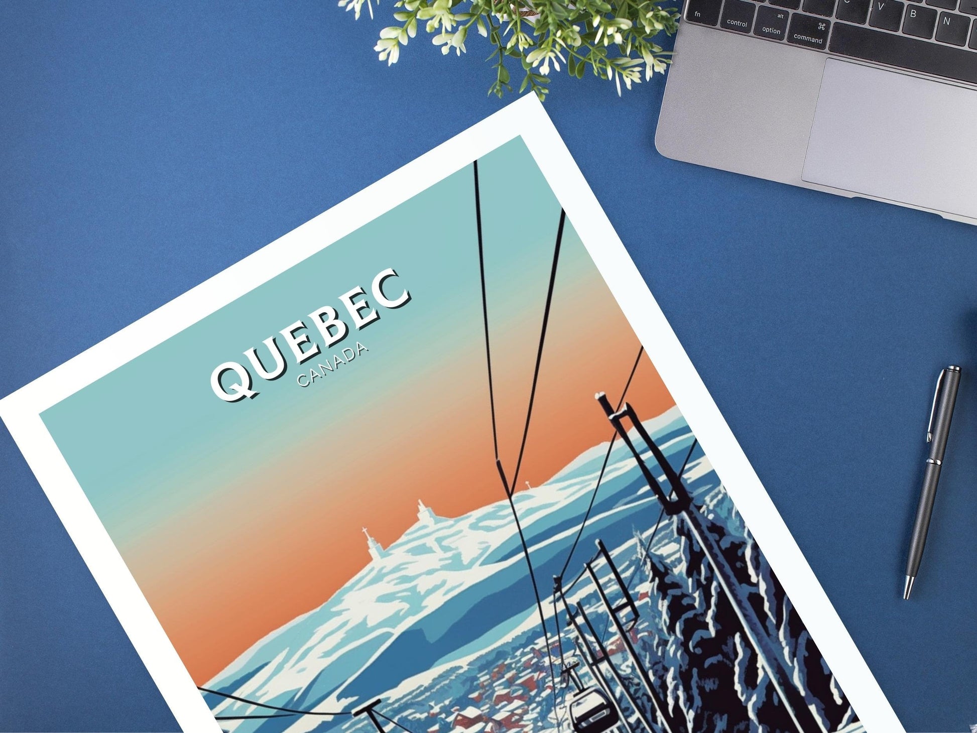 Quebec Poster | Quebec Travel Print | Quebec Illustration | Quebec Art | Quebec Wall Art | Winter Landscape | Canada Print | ID 437