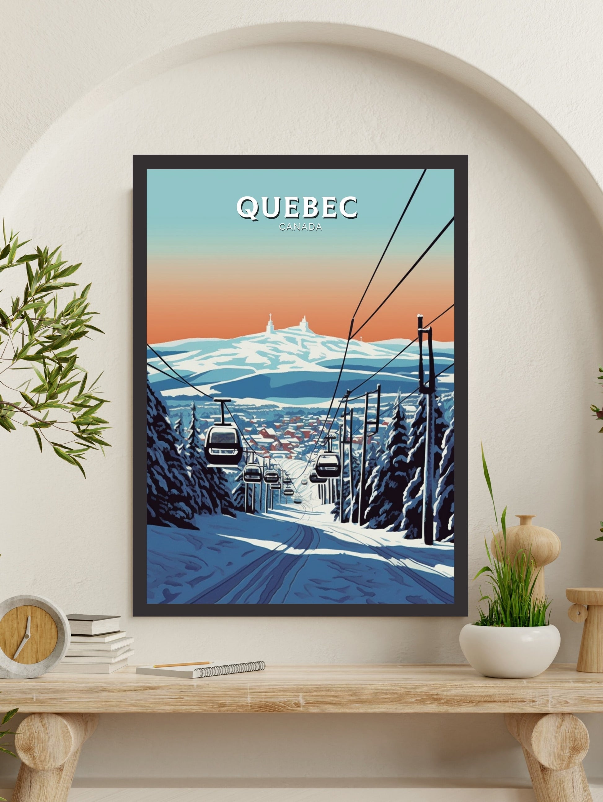 Quebec Poster | Quebec Travel Print | Quebec Illustration | Quebec Art | Quebec Wall Art | Winter Landscape | Canada Print | ID 437