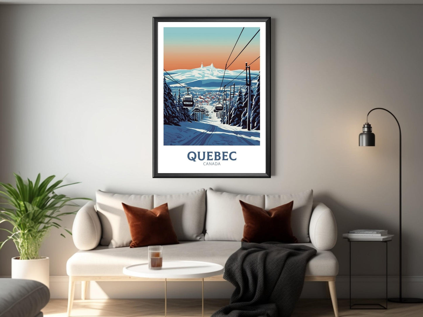 Quebec Travel Print | Quebec Poster | Quebec Illustration | Quebec Art | Quebec Wall Art | Winter Landscape | Canada Print | ID 438