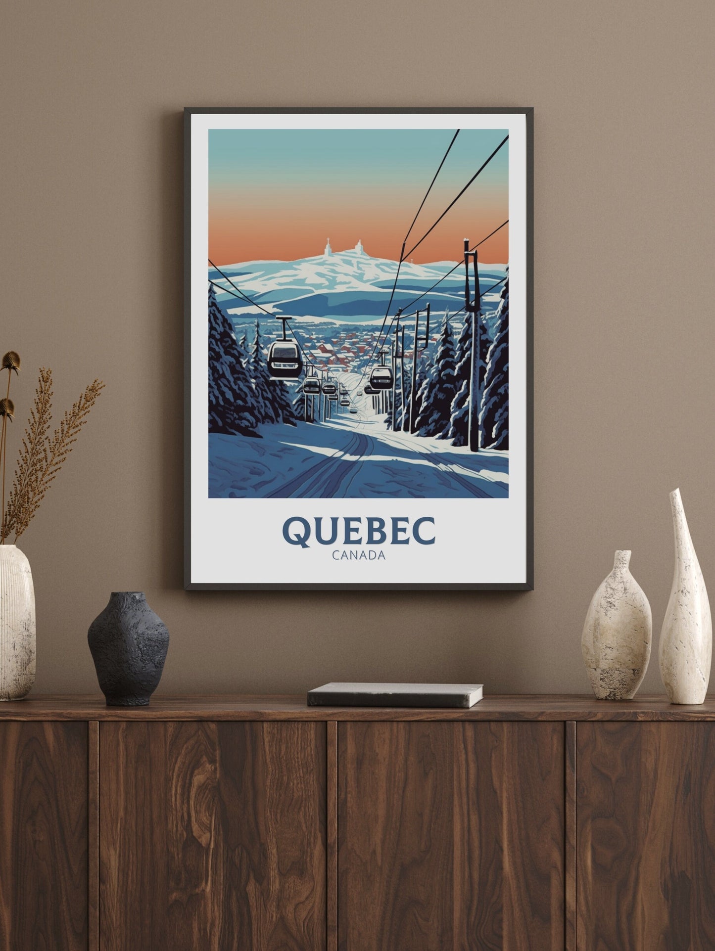 Quebec Travel Print | Quebec Poster | Quebec Illustration | Quebec Art | Quebec Wall Art | Winter Landscape | Canada Print | ID 438