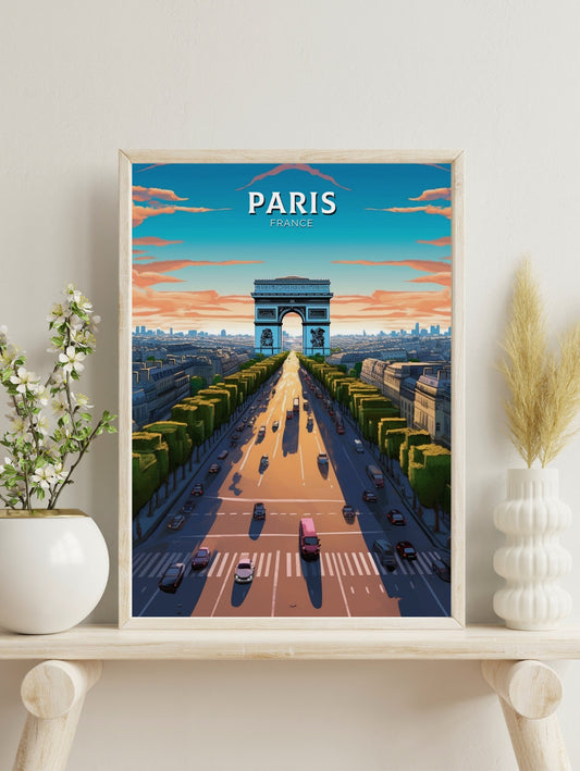 Paris Arc de Triopmphe Poster | Paris Travel Print | Arc de Triopmphe Illustration | Paris Wall Art | France Print | Paris Painting ID 439