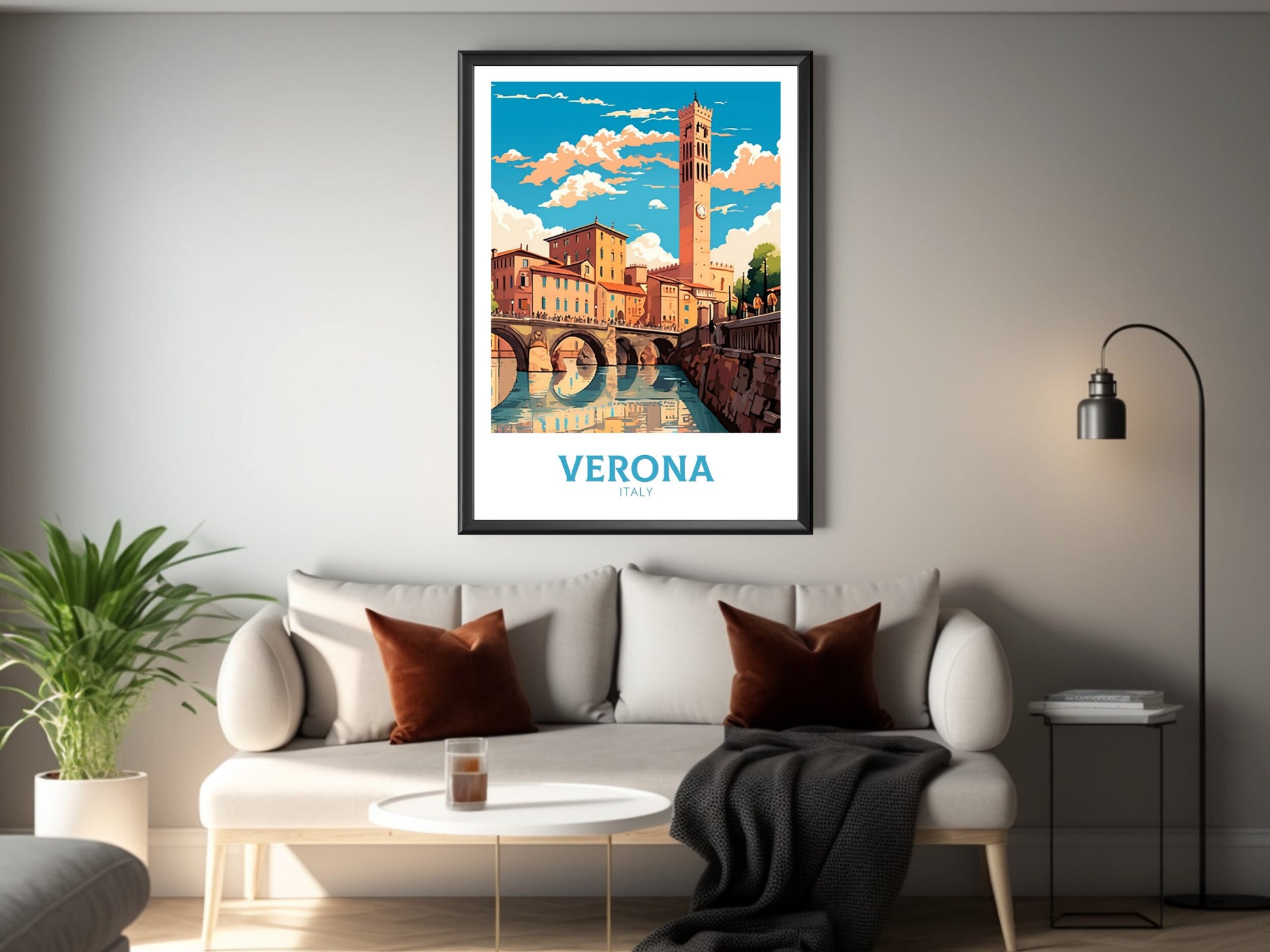 Verona Travel Poster | Verona Travel Print | Verona Illustration | Verona Wall Art | Italy Print | Italy Home Décor | Verona Print ID 444