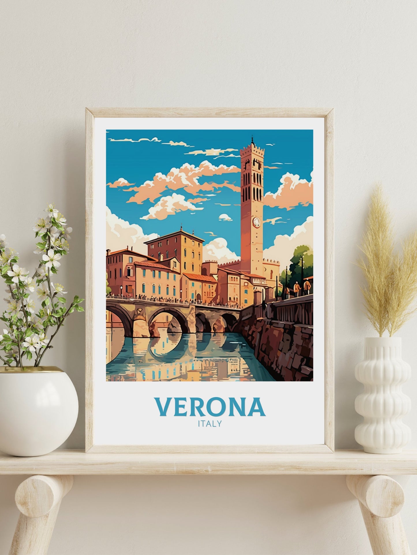 Verona Travel Poster | Verona Travel Print | Verona Illustration | Verona Wall Art | Italy Print | Italy Home Décor | Verona Print ID 444