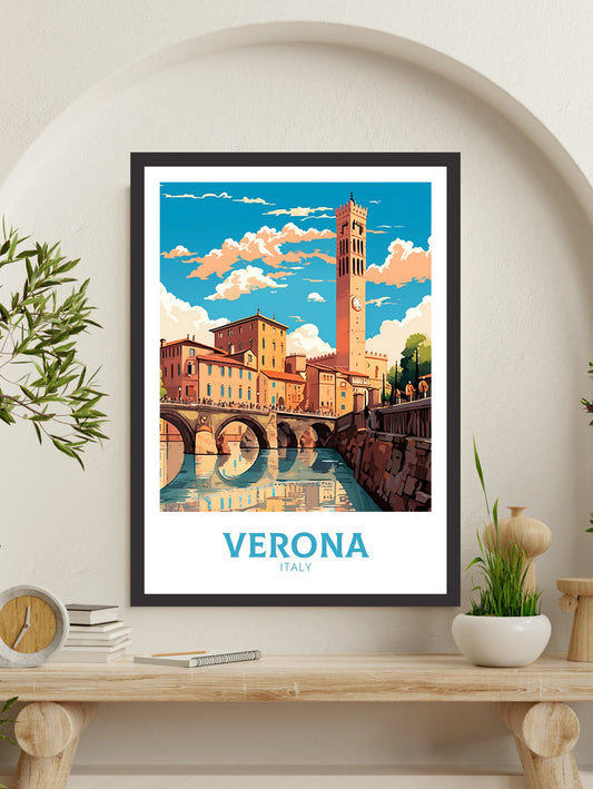 Verona Travel Poster | Verona Travel Print | Verona Illustration | Verona Wall Art | Italy Print | Italy Home Décor | Verona Print ID 444