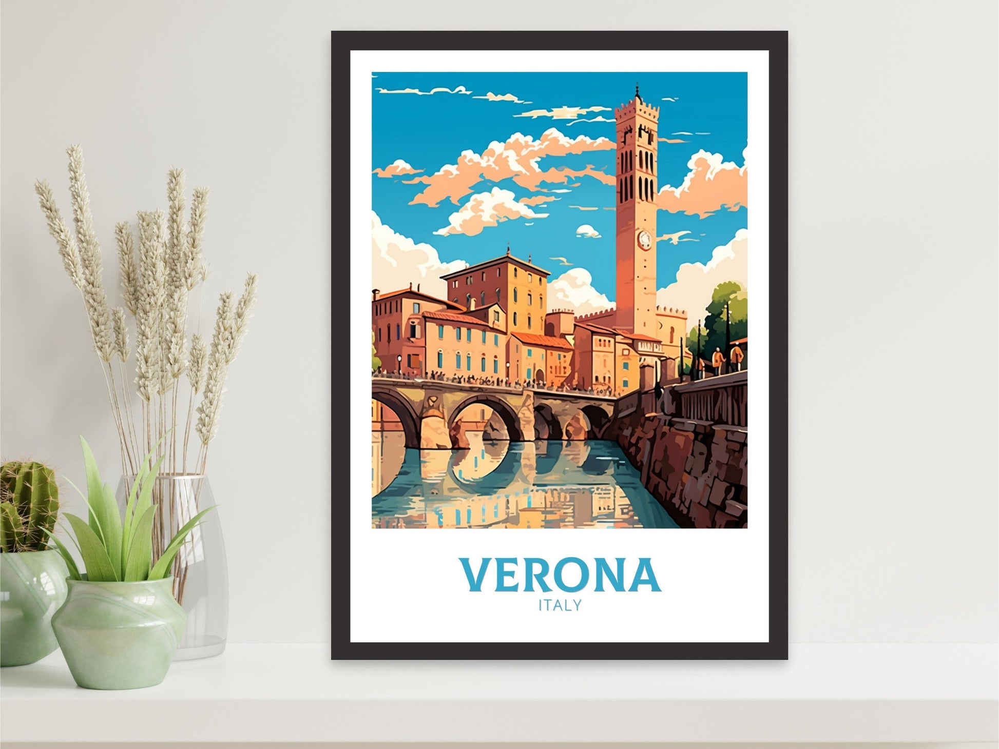 Verona Travel Poster | Verona Travel Print | Verona Illustration | Verona Wall Art | Italy Print | Italy Home Décor | Verona Print ID 444