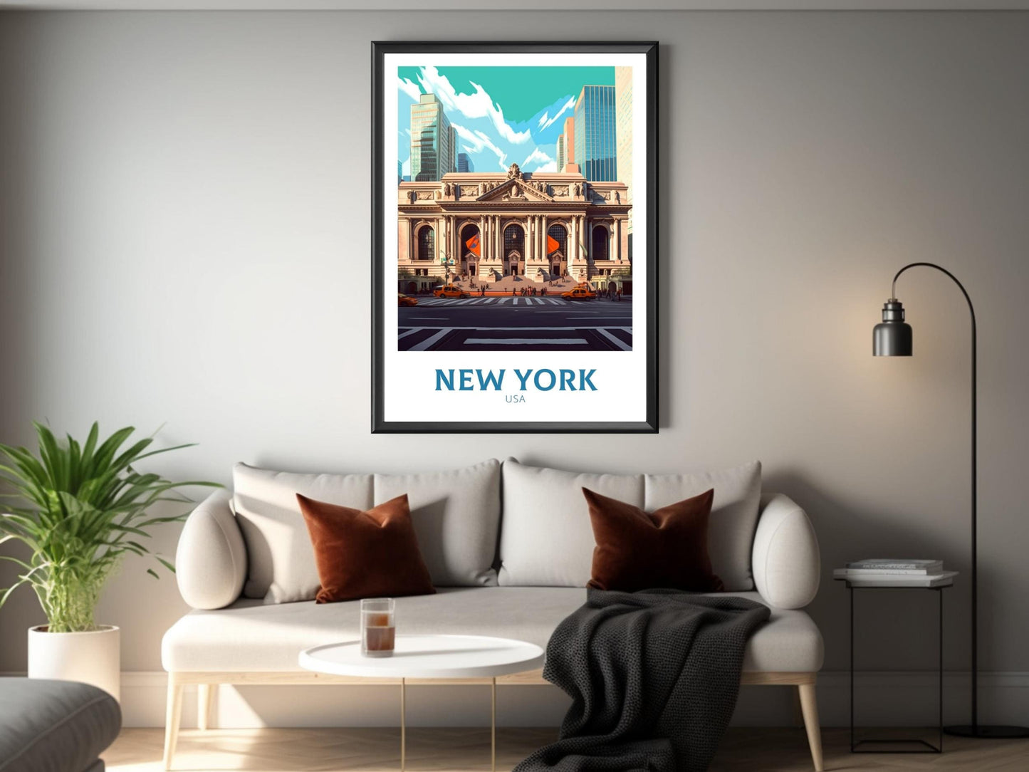 New York Travel Poster | New York Print | NY Library Print | New York Design | New York Wall Art | New York Illustration | ID 448