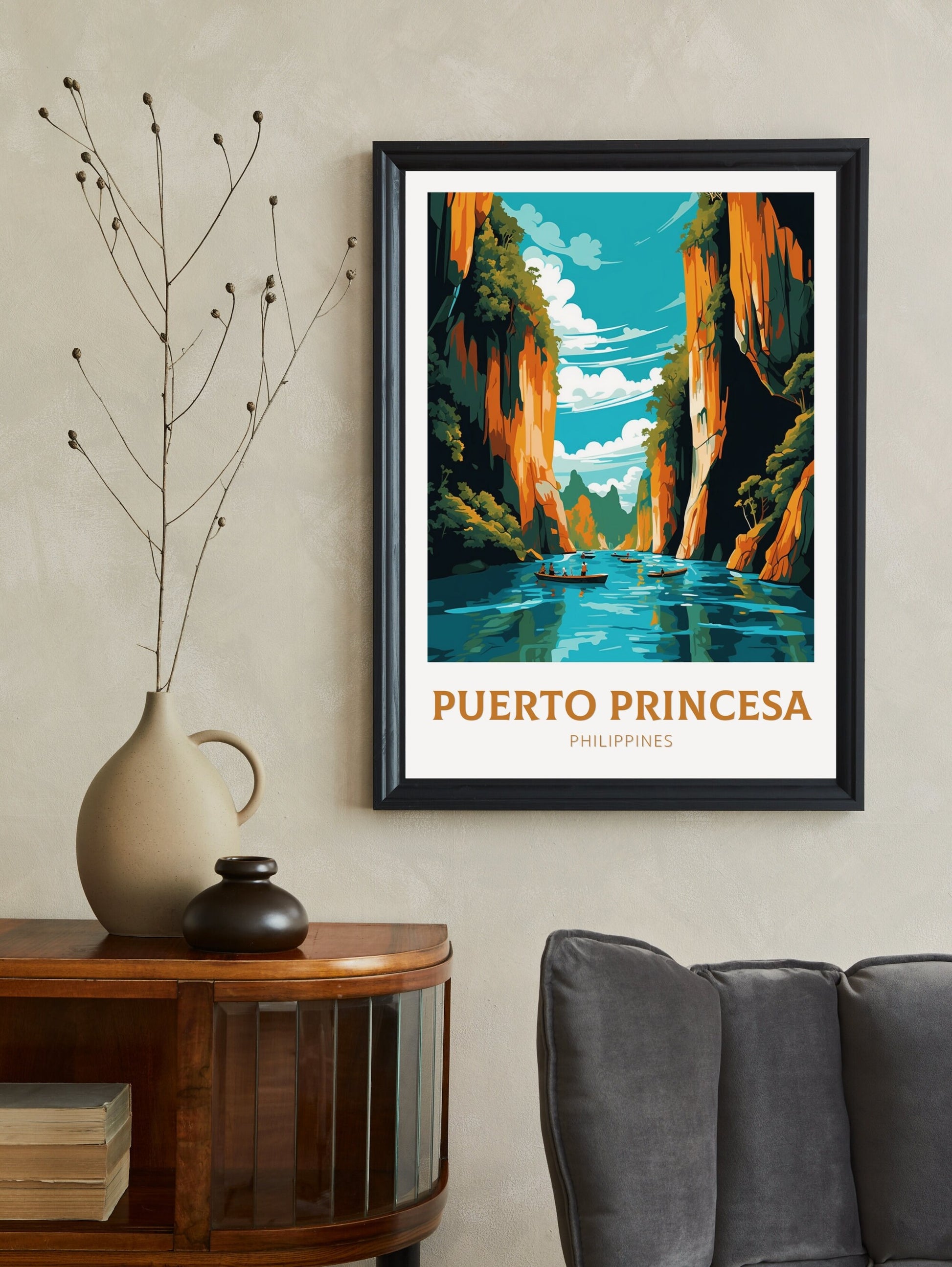 Puerto Princesa Print | Puerto Princesa Poster | Philippines Beach Illustration | Puerto Princesa Travel Print | Philippines Poster | ID 452