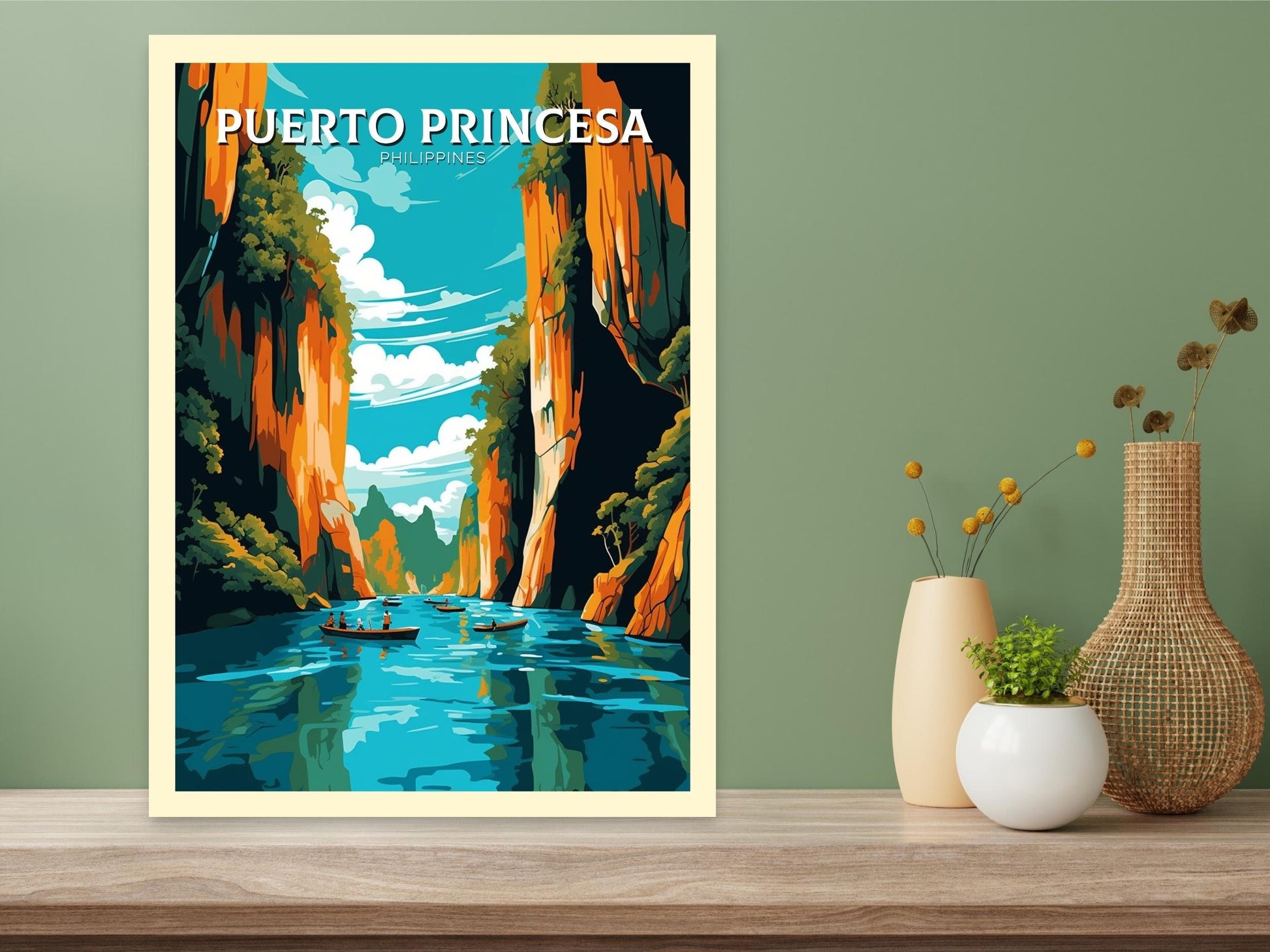 Puerto Princesa Poster | Puerto Princesa Print | Philippines Beach Illustration | Puerto Princesa Travel Poster | Philippines Print | ID 451