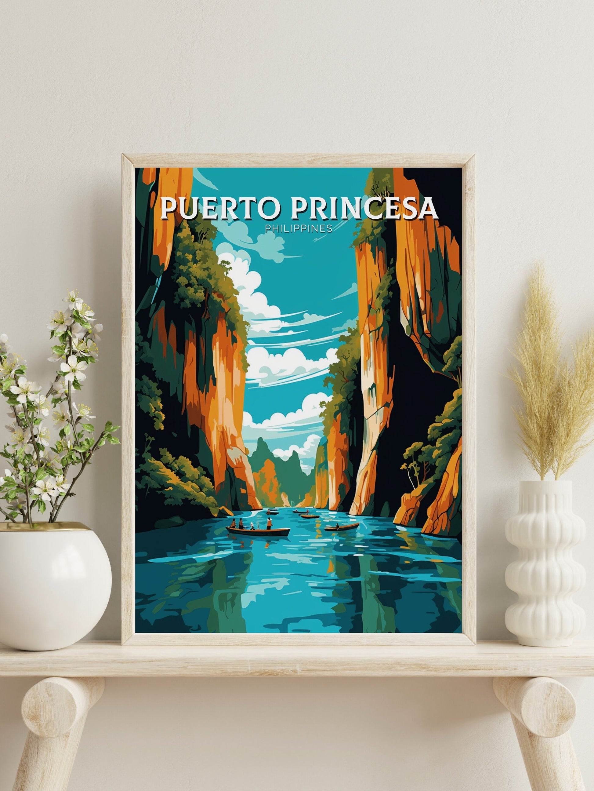 Puerto Princesa Poster | Puerto Princesa Print | Philippines Beach Illustration | Puerto Princesa Travel Poster | Philippines Print | ID 451