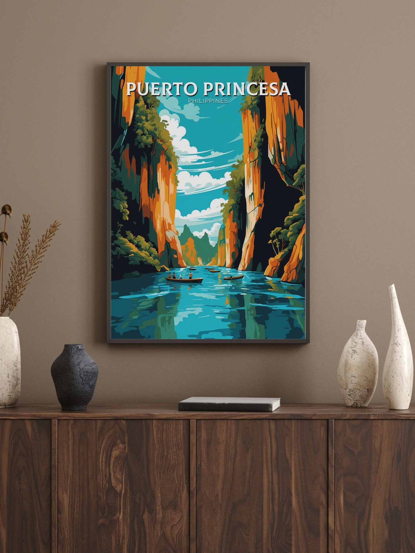 Puerto Princesa Poster | Puerto Princesa Print | Philippines Beach Illustration | Puerto Princesa Travel Poster | Philippines Print | ID 451