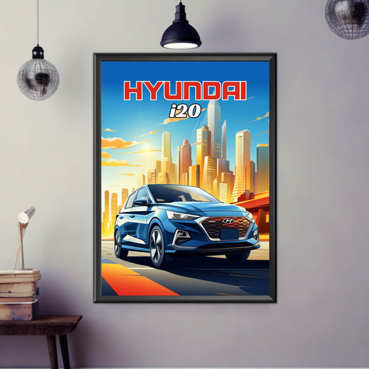 Hyundai i20 Poster, Hyundai i20 Print, 2020s Car Print, Car Print, Car Poster, Car Art, Rally Car Print, Modern Car Print