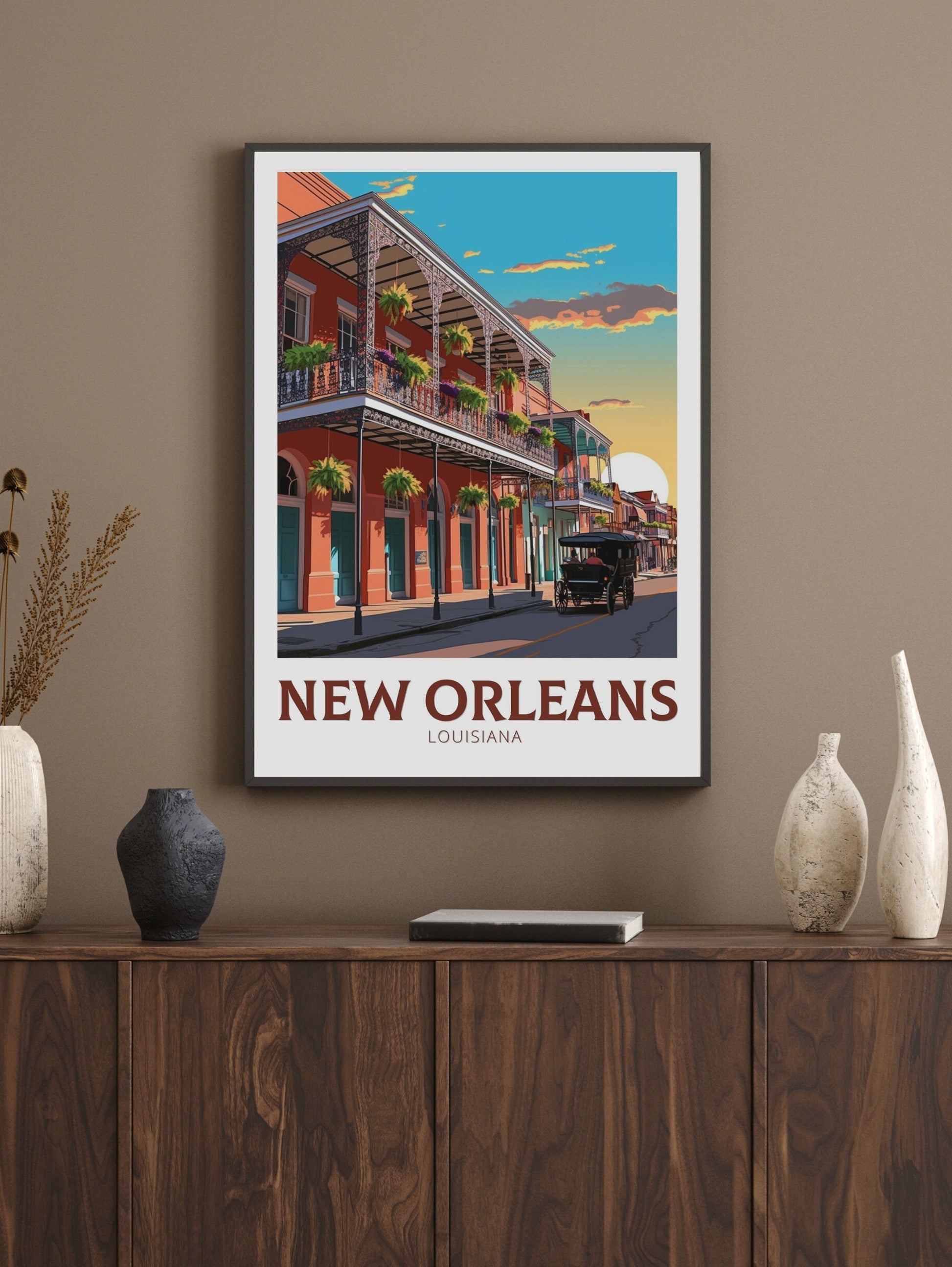 New Orleans Poster | New Orleans Travel Print | New Orleans Illustration | Louisiana Travel Print | New Orleans Wall Art | ID 383